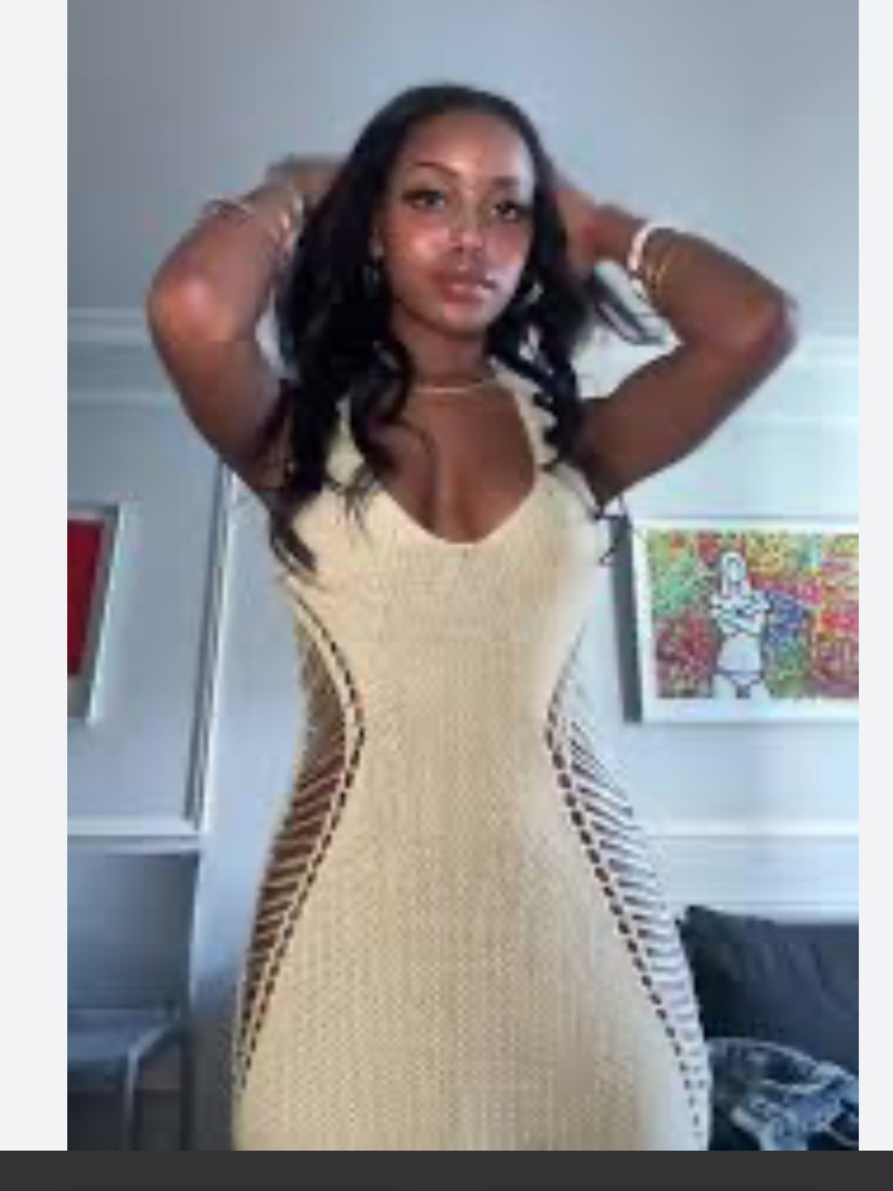 Lucy in the Sky Cream Knit Halter Dress/cover up